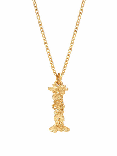 Floral Initial Letter Necklace - Gold Plate PREORDER