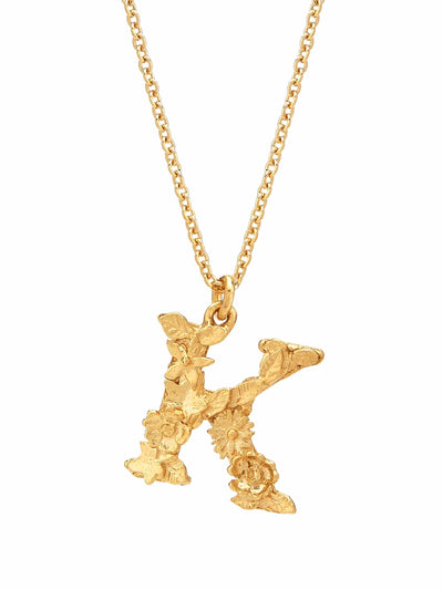 Floral Initial Letter Necklace - Gold Plate PREORDER