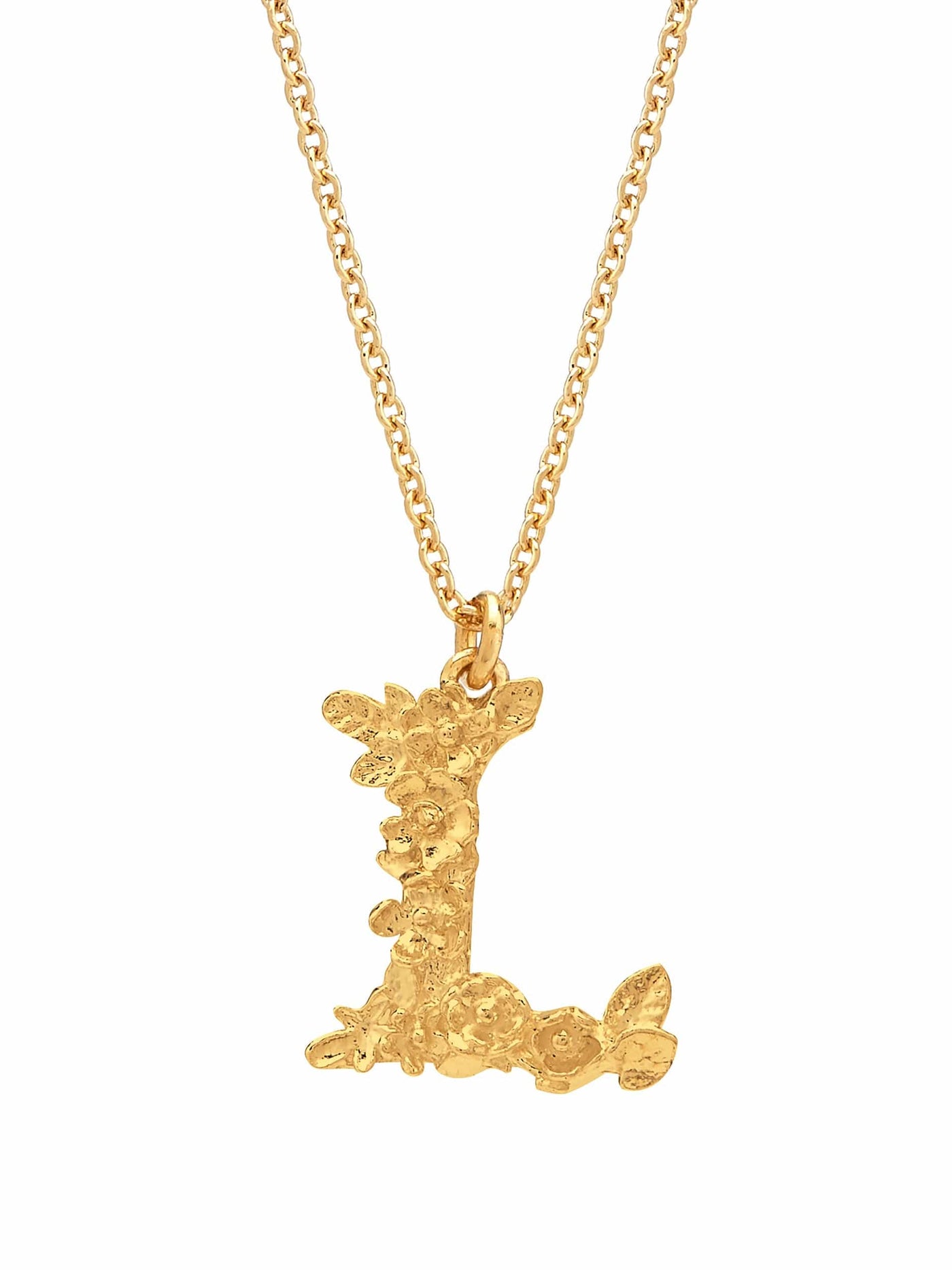 Floral Initial Letter Necklace - Gold Plate PREORDER