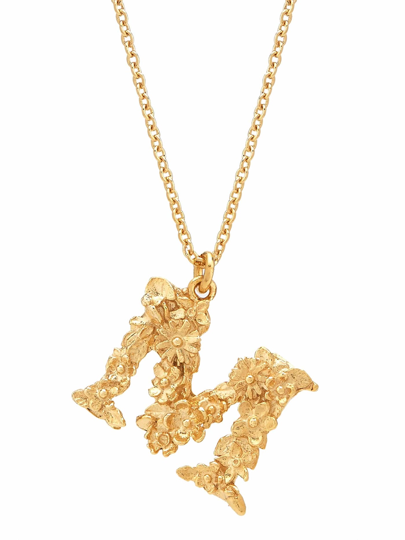 Floral Initial Letter Necklace - Gold Plate PREORDER