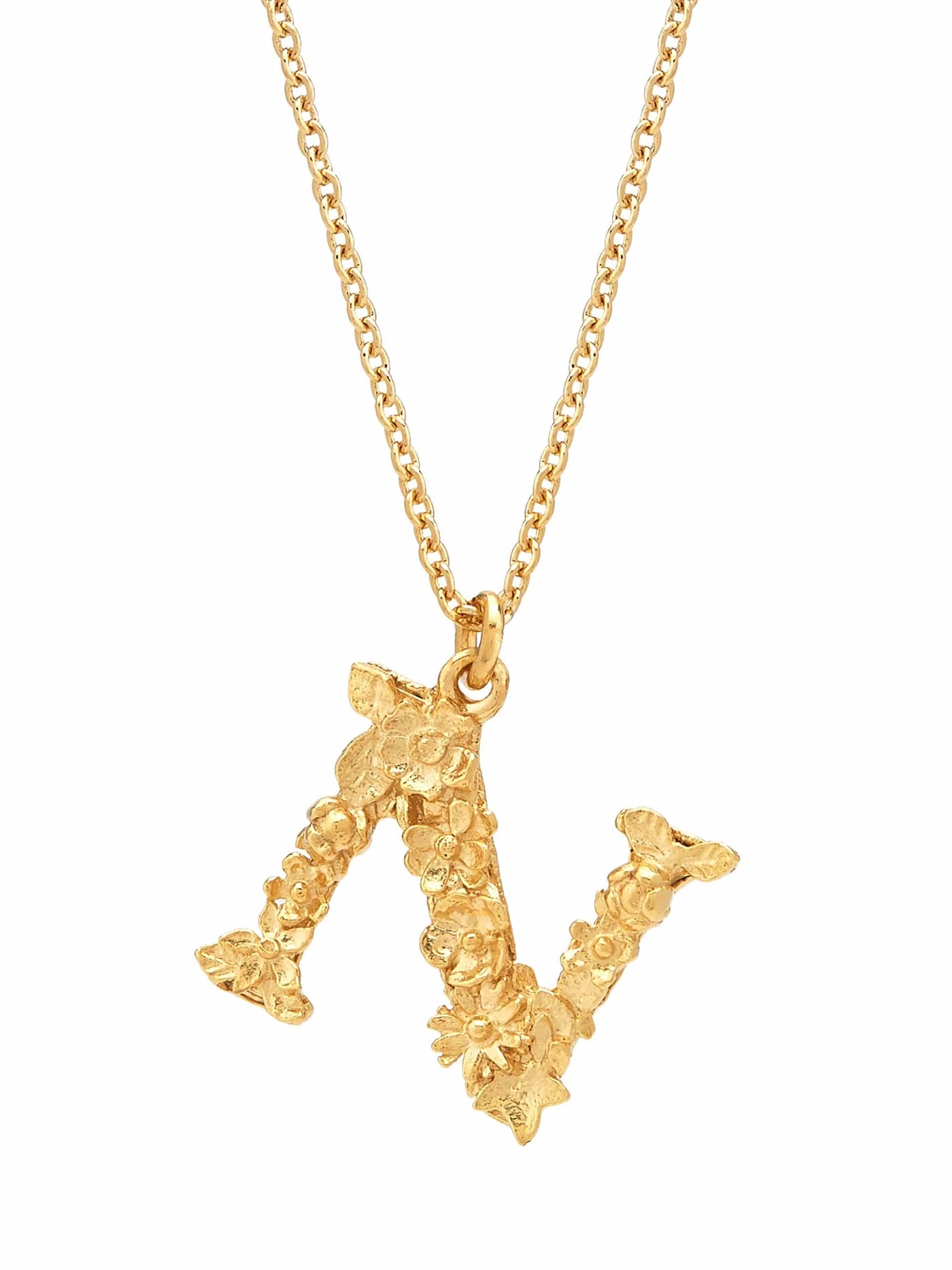 Floral Initial Letter Necklace - Gold Plate PREORDER