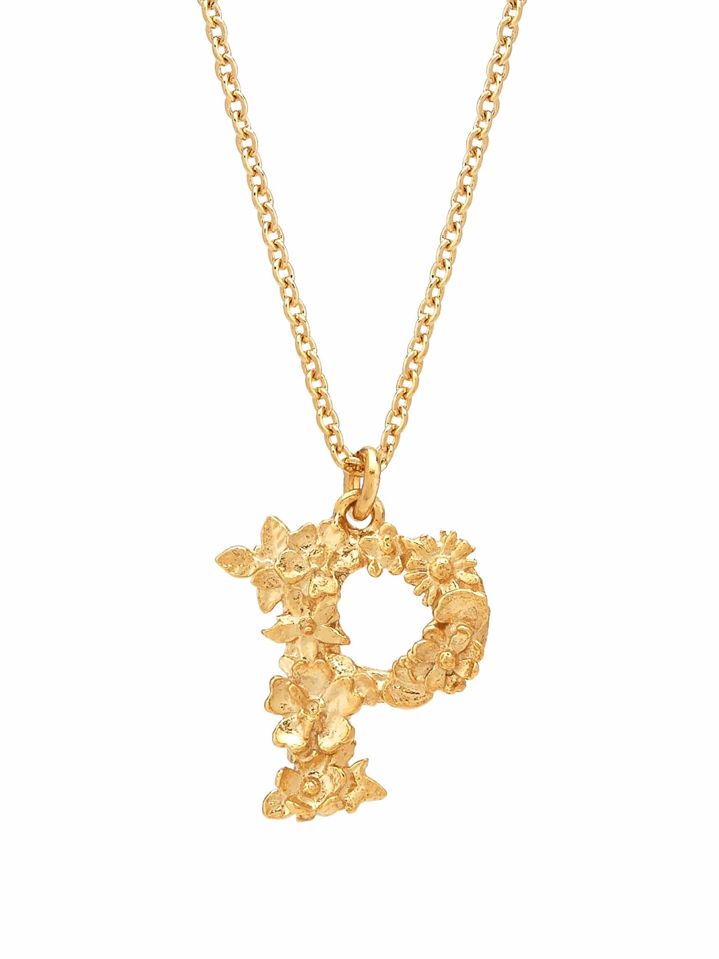 Floral Initial Letter Necklace - Gold Plate PREORDER