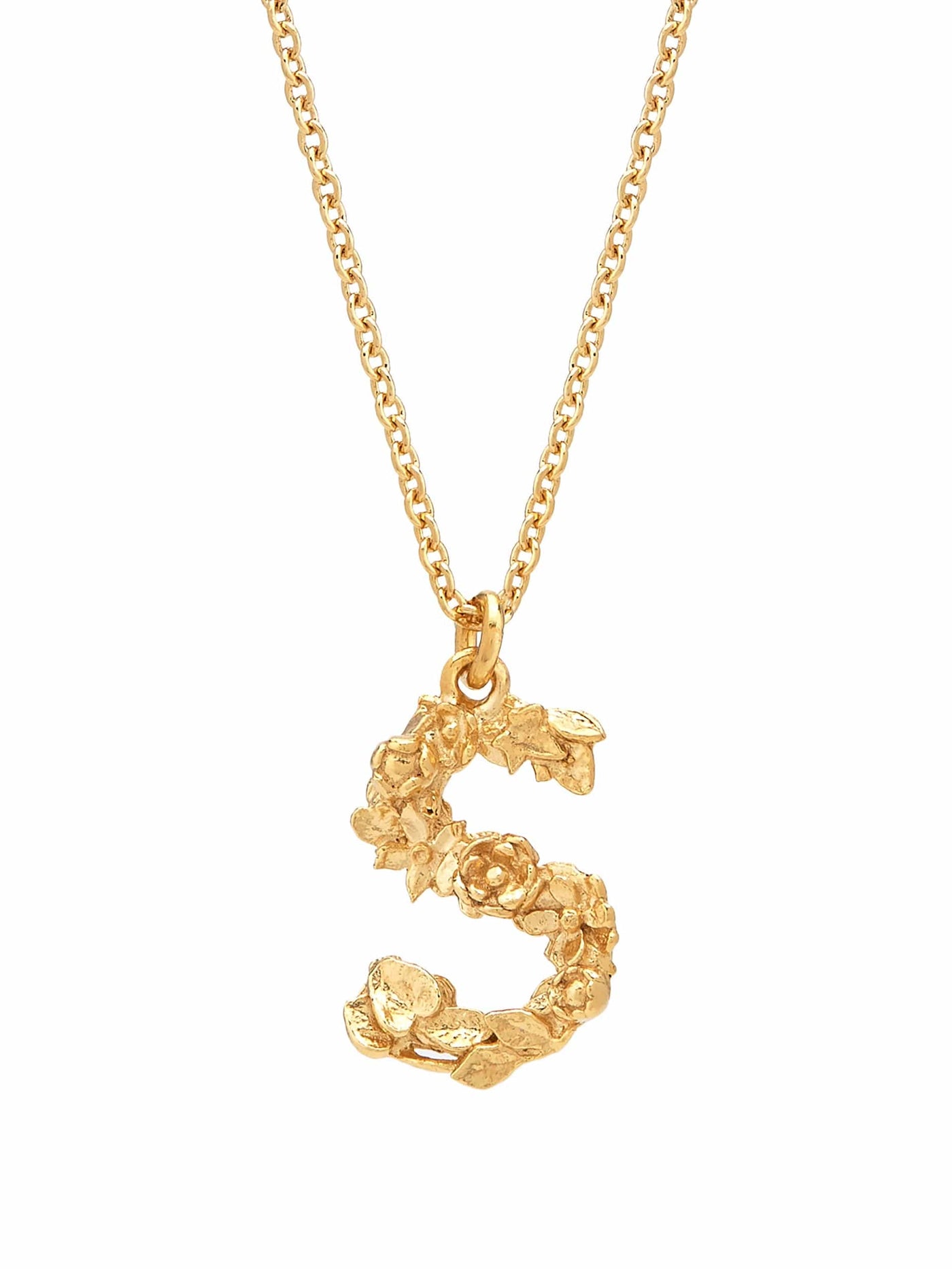 Floral Initial Letter Necklace - Gold Plate PREORDER