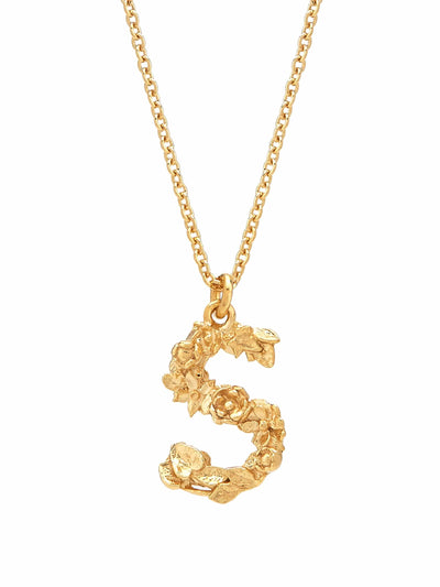 Floral Initial Letter Necklace - Gold Plate PREORDER