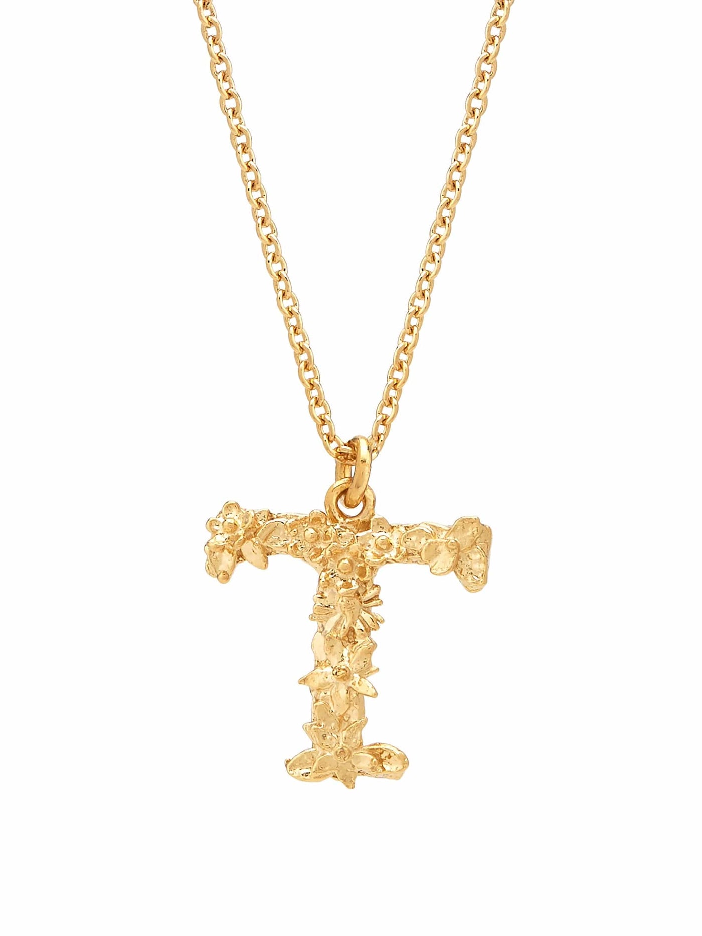 Floral Initial Letter Necklace - Gold Plate PREORDER