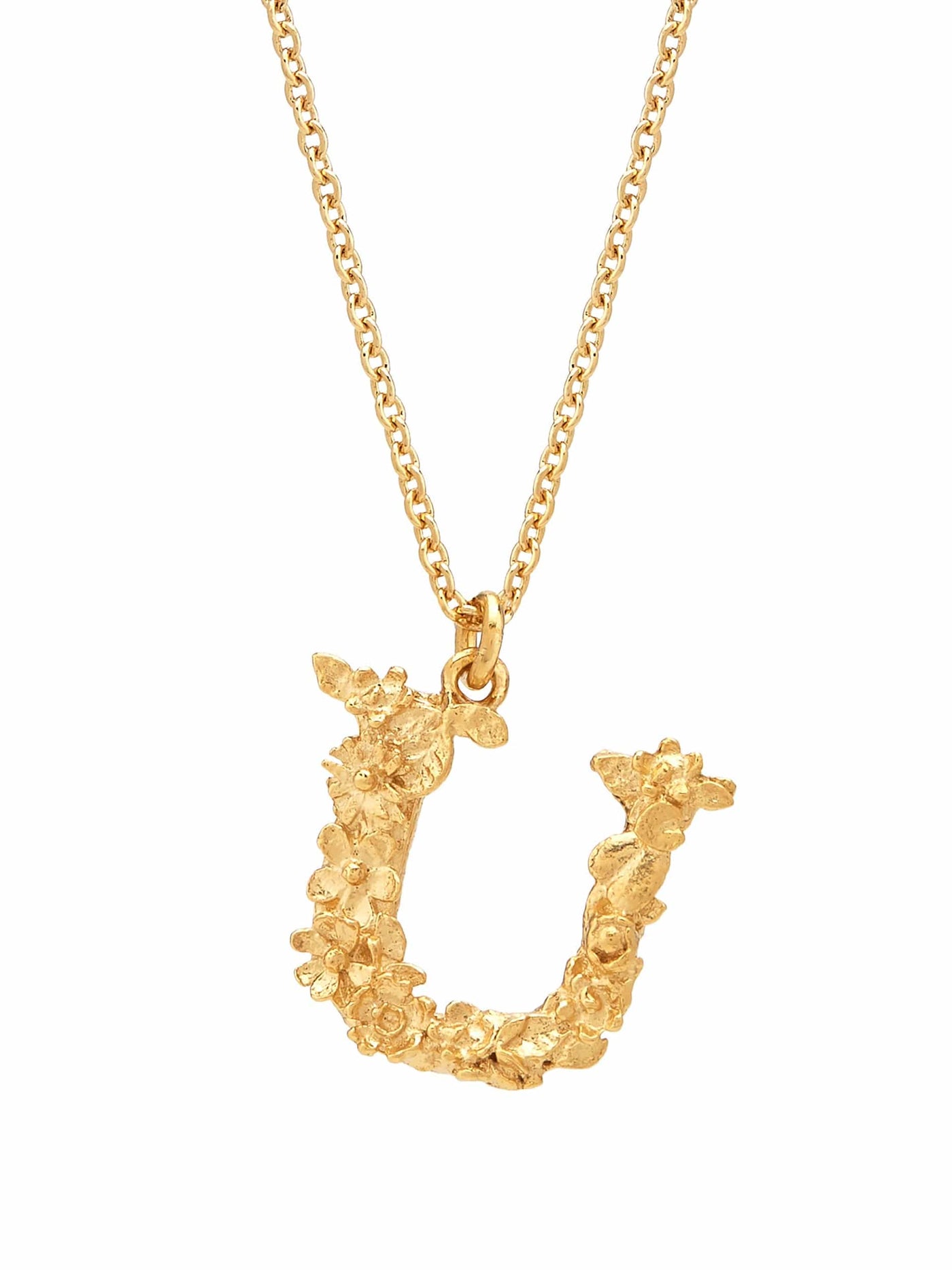 Floral Initial Letter Necklace - Gold Plate PREORDER