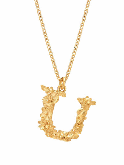 Floral Initial Letter Necklace - Gold Plate PREORDER