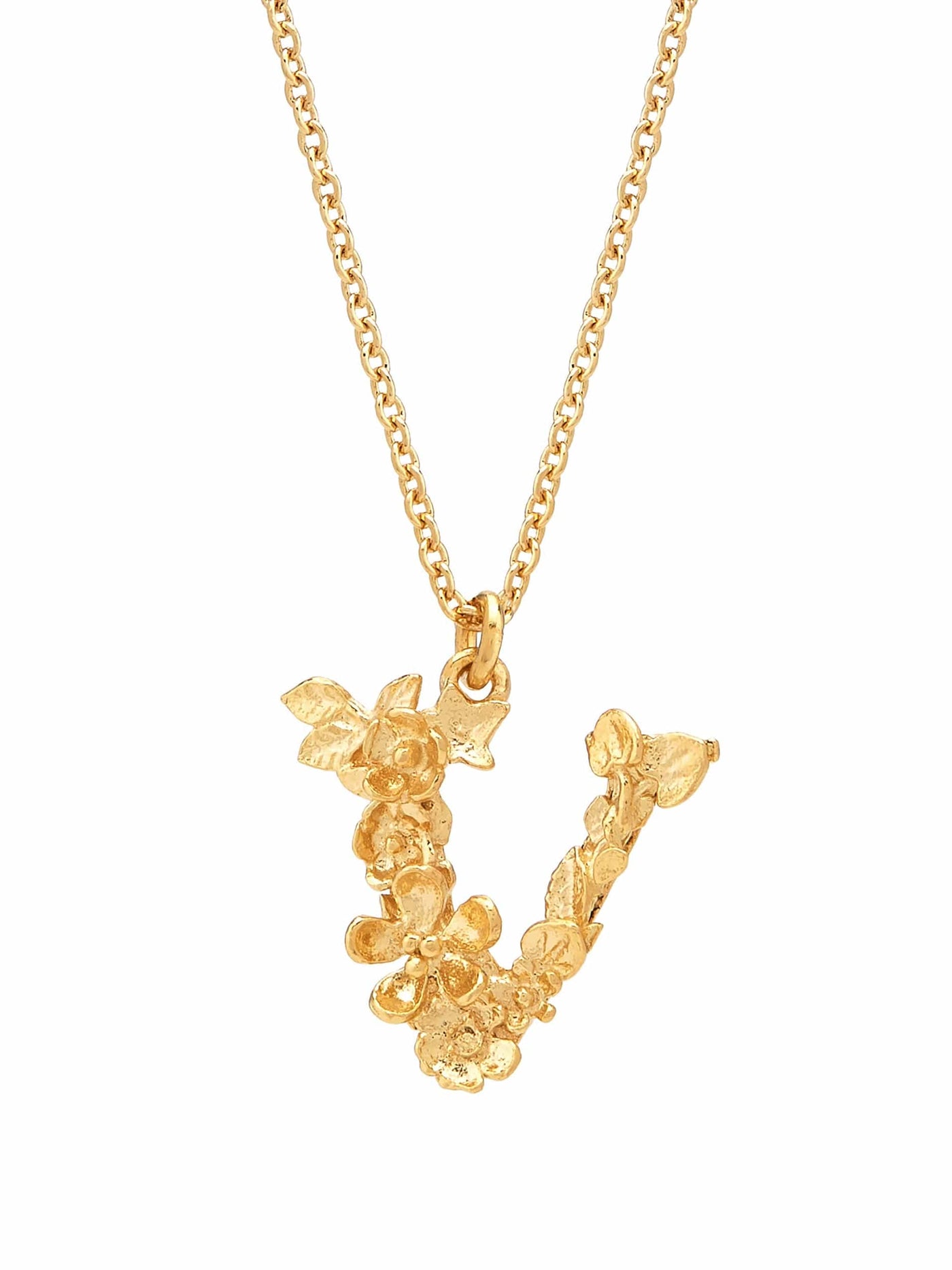 Floral Initial Letter Necklace - Gold Plate PREORDER
