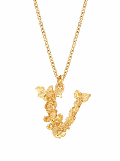 Floral Initial Letter Necklace - Gold Plate PREORDER