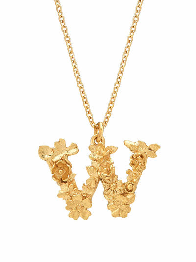 Floral Initial Letter Necklace - Gold Plate PREORDER