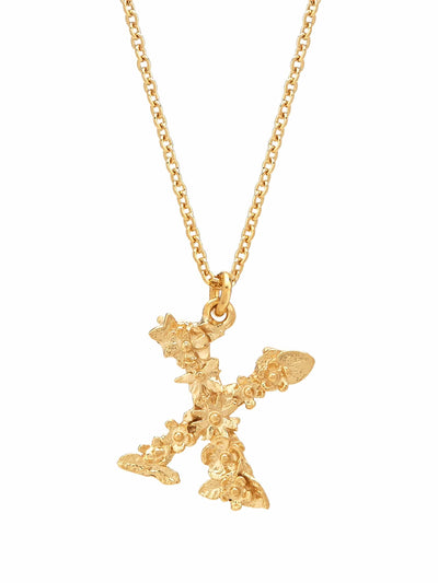 Floral Initial Letter Necklace - Gold Plate PREORDER