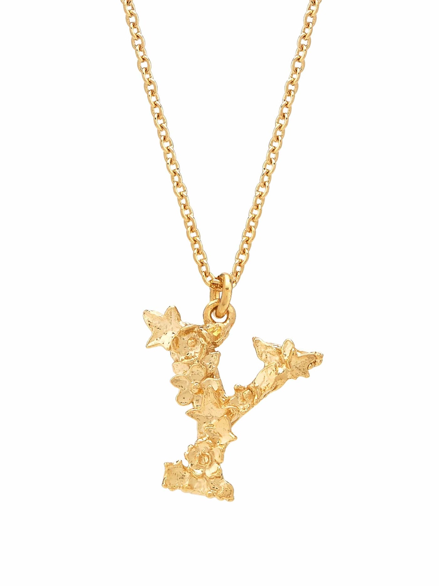 Floral Initial Letter Necklace - Gold Plate PREORDER