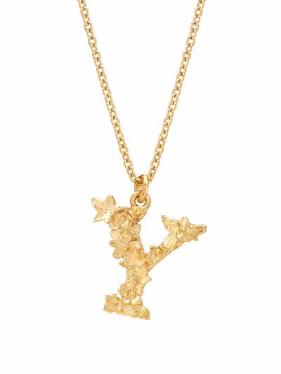 Floral Initial Letter Necklace - Gold Plate PREORDER