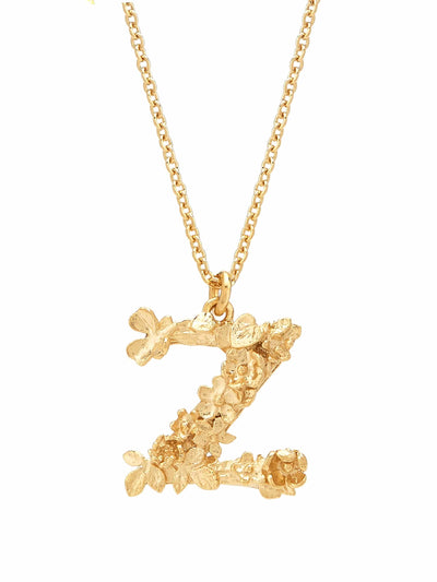 Floral Initial Letter Necklace - Gold Plate PREORDER