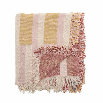 Lane Recycled Cotton Throw - Brown & Pink
