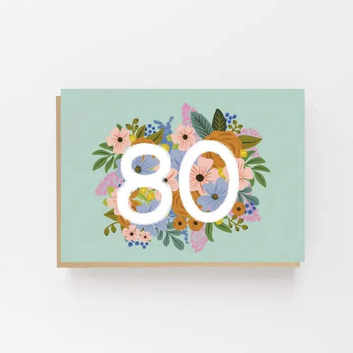 80th Floral Birthday Card