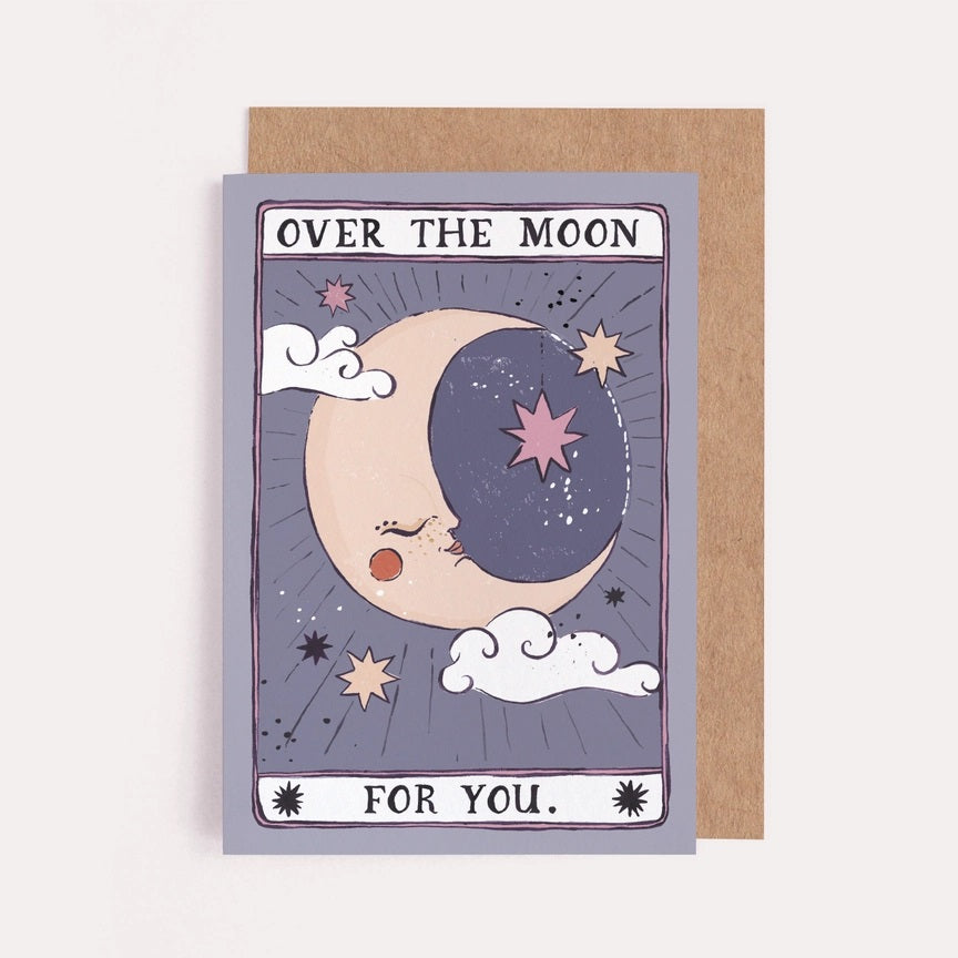 Tarot Over The Moon Greetings Card