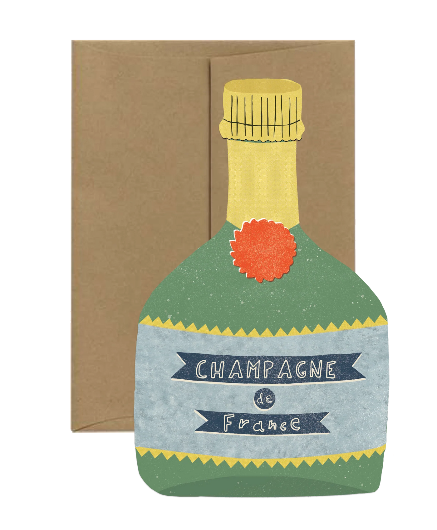 Champagne Bottle Die Cut Card