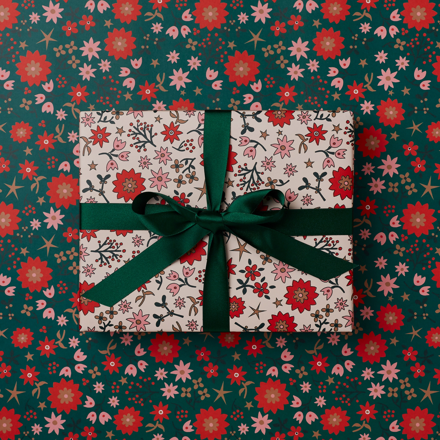Retro Floral Scandi Double Sided Wrapping Paper