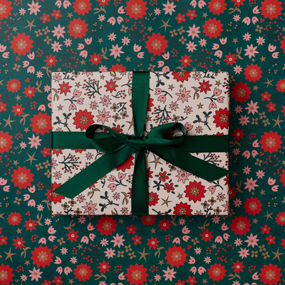 Retro Floral Scandi Double Sided Wrapping Paper