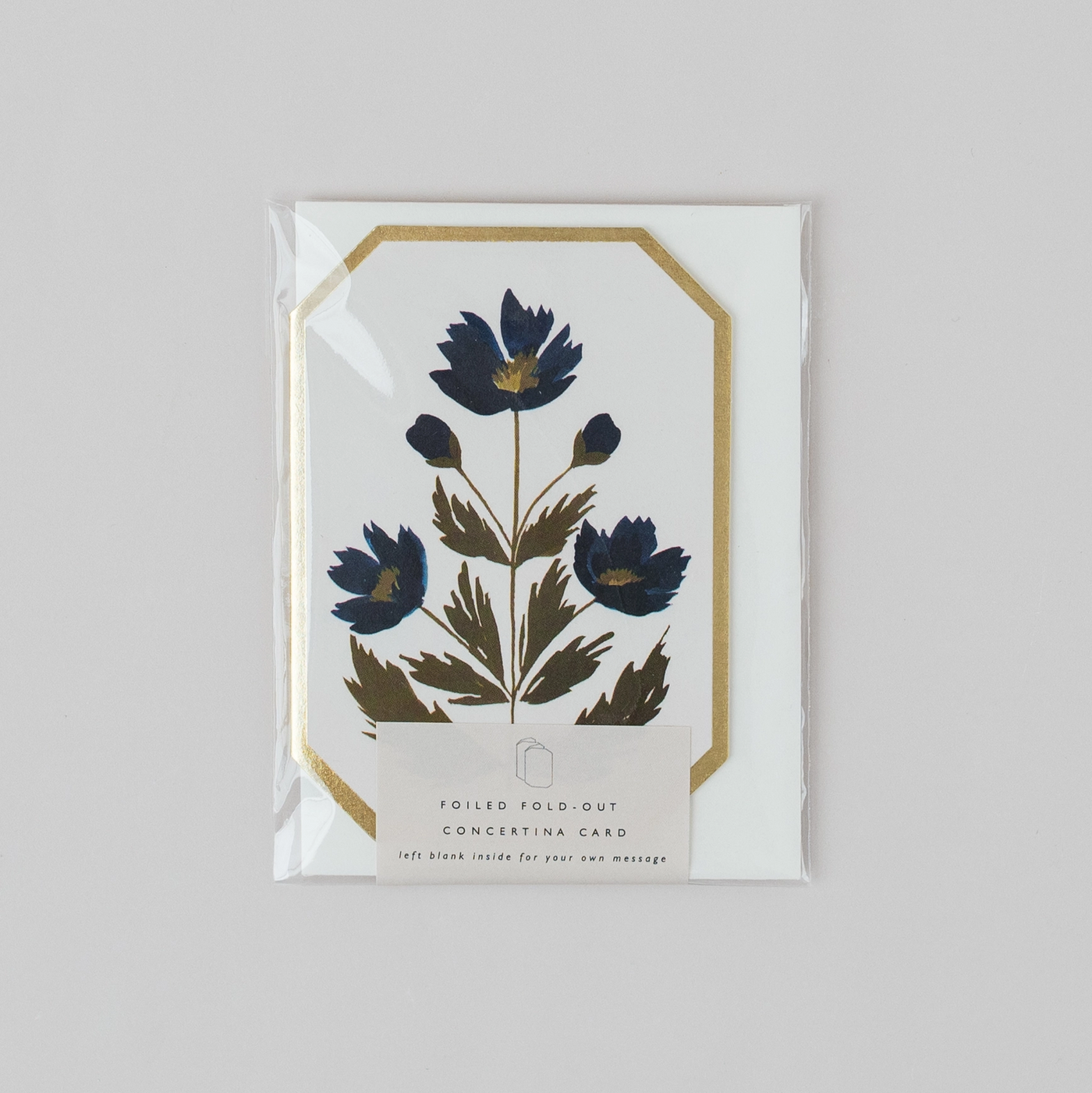 Concertina Botanical Blue Die Cut Mini Card