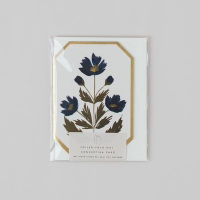 Concertina Botanical Blue Die Cut Mini Card