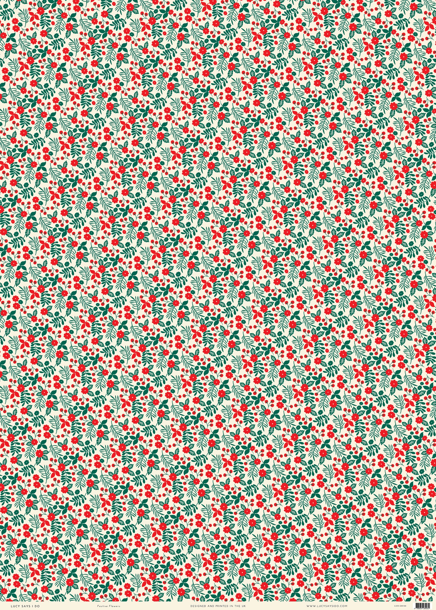 Festive Flowers Double Sided Wrapping Paper