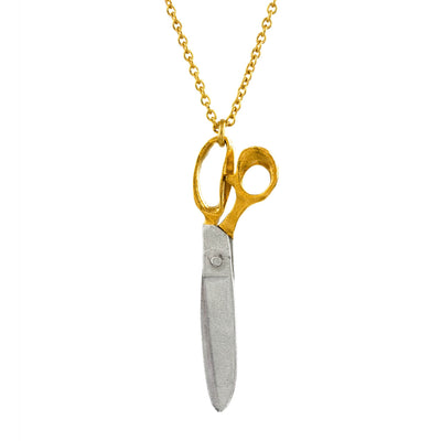 Shearing Scissors Necklace - Silver & Gold Plate