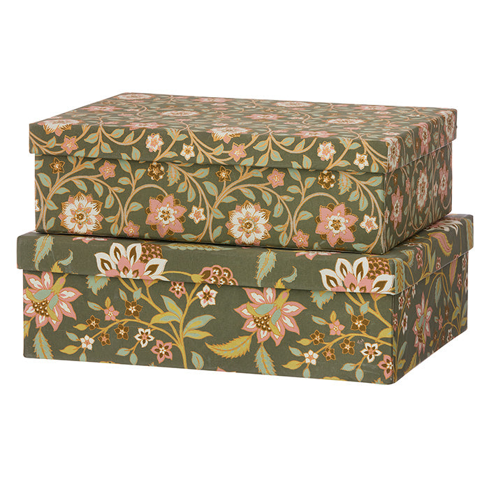 Squat Covered Box in Divya Olive - Extra Large