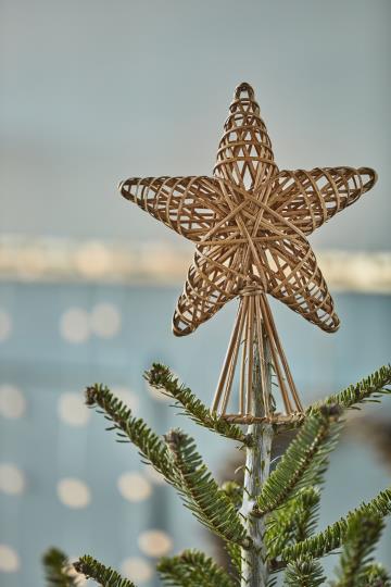 Natural Cane Star Tree Topper - 20cm