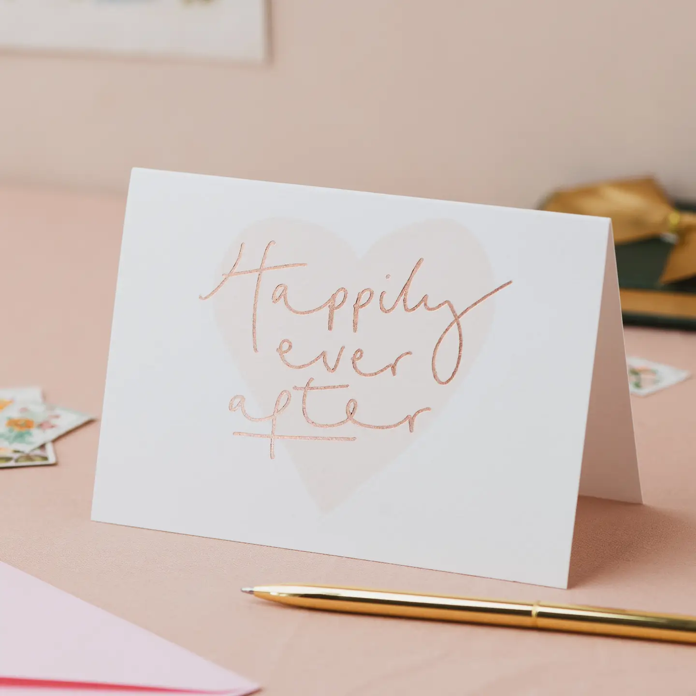 Happily Ever After Pink Heart Card