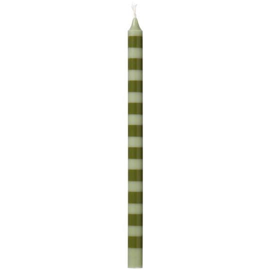 Tall Taper Candle - Green Stripe