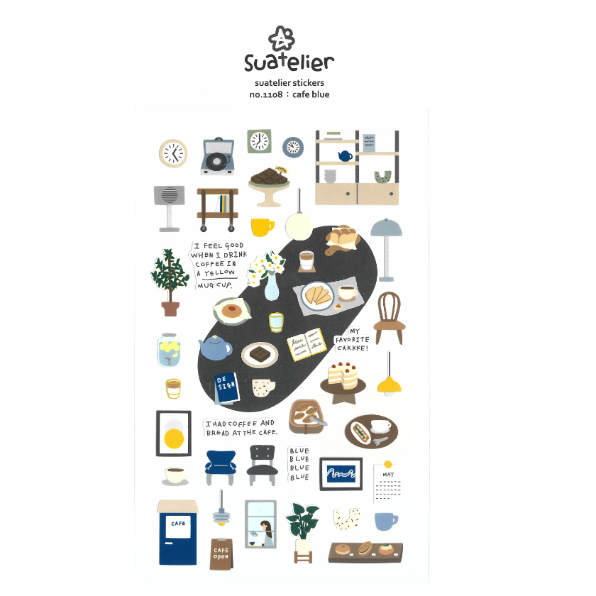 Cafe Blue Stickers - 1108 By Suatelier