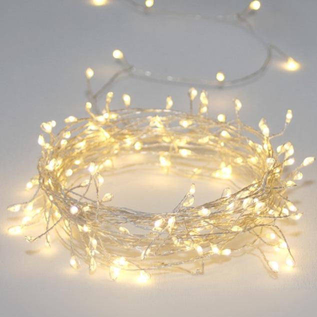 Battery Powered Wire Cluster Lights in Silver - 80 lights 3m