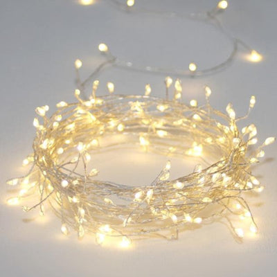 Battery Powered Wire Cluster Lights in Silver - 80 lights 3m