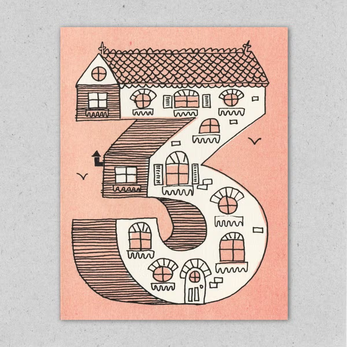 House Number 3 Age Card