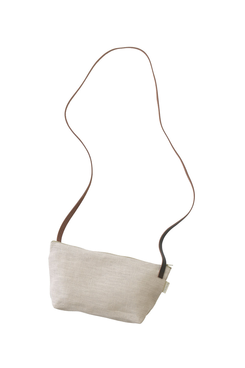 Small Linen Cross Body Bag with Leather Handle