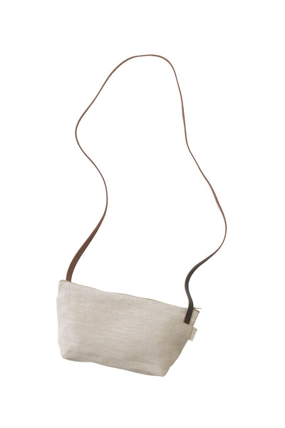 Small Linen Cross Body Bag with Leather Handle