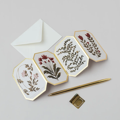 Concertina Botanical Red Die Cut Mini Card