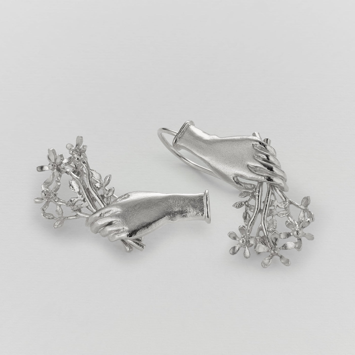 Gift Of Flowers Asymmetric Earrings - Silver