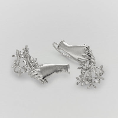 Gift Of Flowers Asymmetric Earrings - Silver