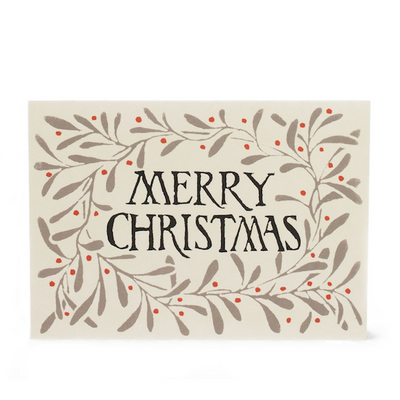 Pack of 10 Merry Christmas Wreath Cards - Grey