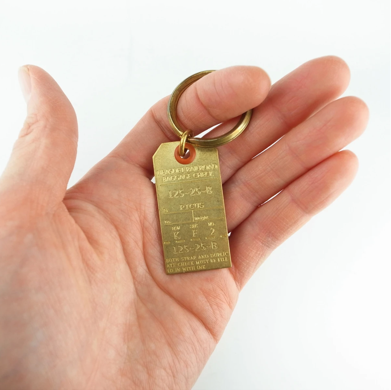 Brass Luggage Tag Key Holder