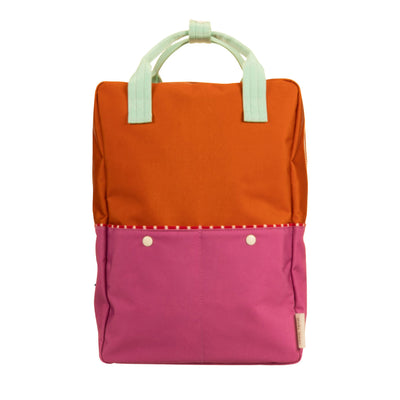 Large Colour Block Backpack - Orange + Hot Pink