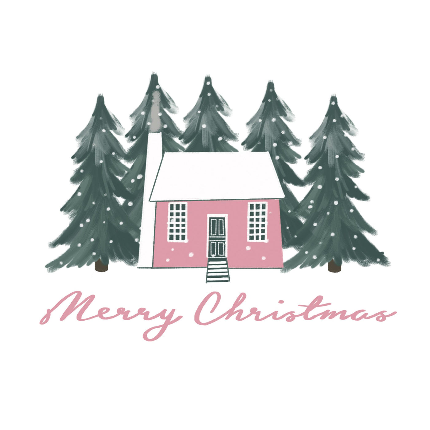 Scandinavian Pink House Christmas Card