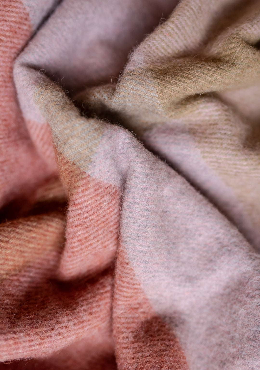 Recycled Wool Blanket - Pink Oversized Patchwork Check