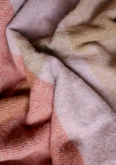Recycled Wool Blanket - Pink Oversized Patchwork Check