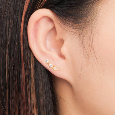 Moonstone Ear Climber Earrings - Silvia