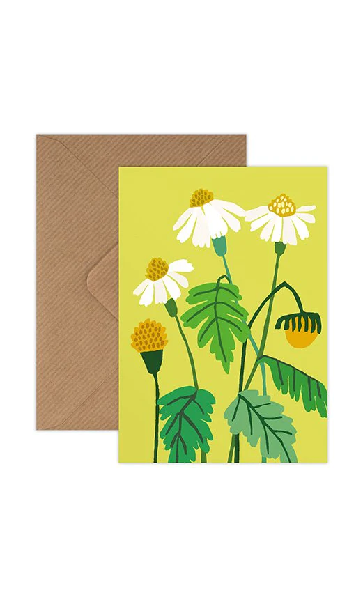 Feverfew Mini Greetings Card by Brie Harrison