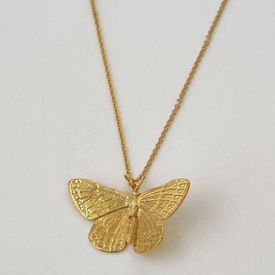 Duke of Burgundy Butterfly Necklace - Gold Plate